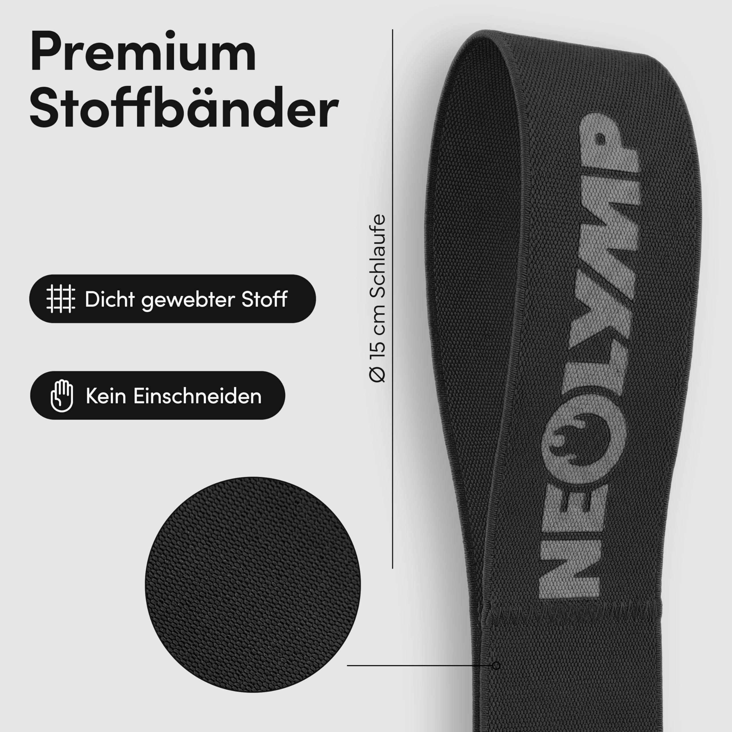 NEOLYMP Fitnessband mit Schlaufen – Premium Fitnessbänder Stoff für Krafttraining zuhause – Widerstandsbänder Krafttraining mit Griff & Level System – Resistance Bands Gymnastikband waschbar