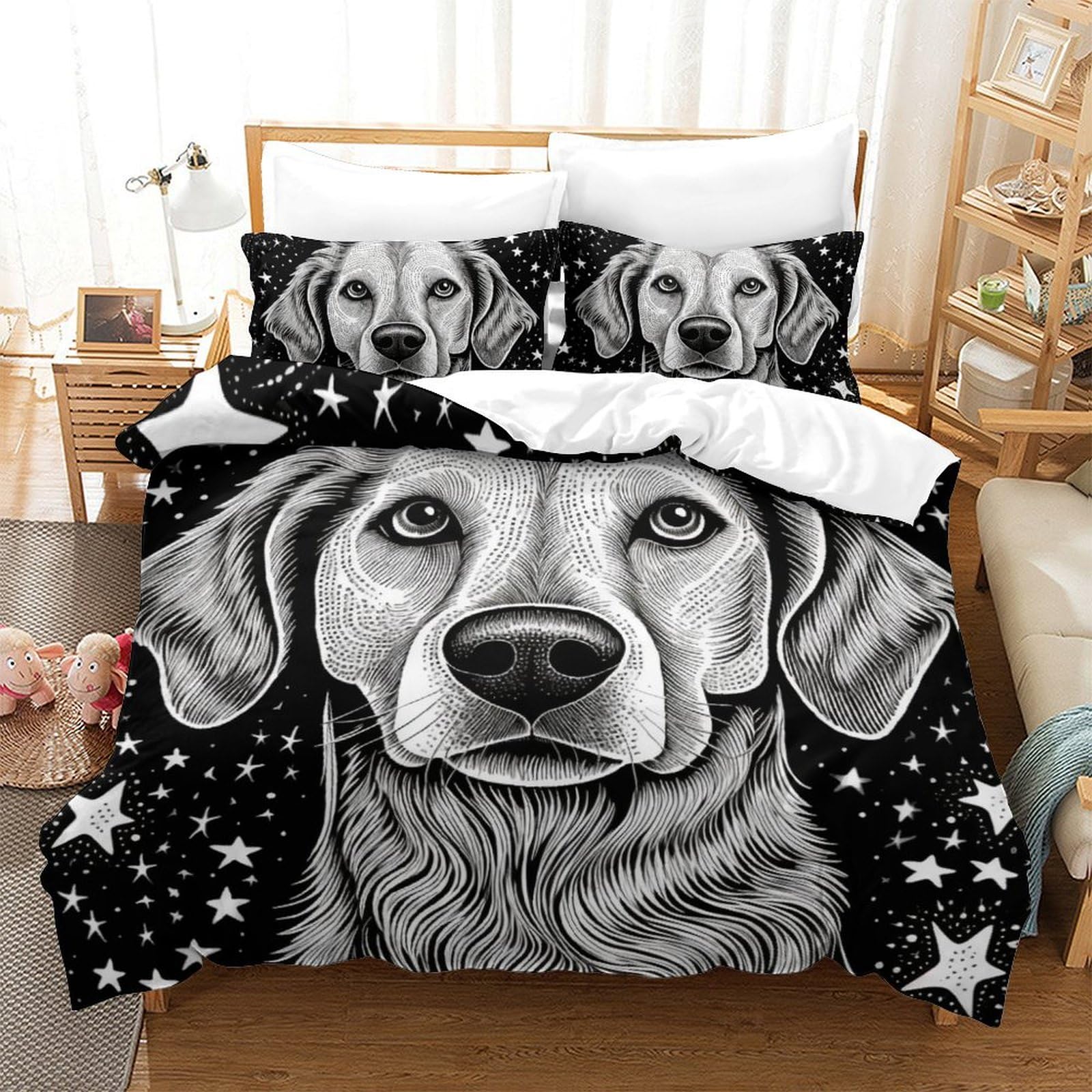 Parure de lit Golden Retriever en microfibre 3D premium