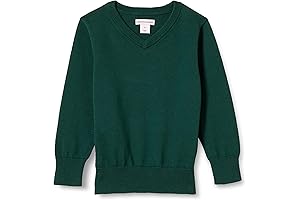 Boys' Dark Green Uniform V-Neck Sweater