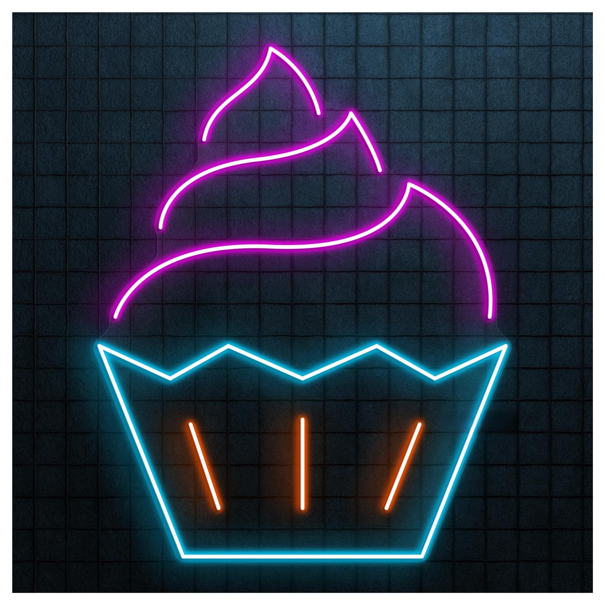 RONGCH Hanging Art Signs Cupcake Neon Sign Sweet Treat Wall Art Bakery Kitchen Decor Cake Lover Gameroom Bedroom Bar Livingroom Birthday Party Decoration 40cm