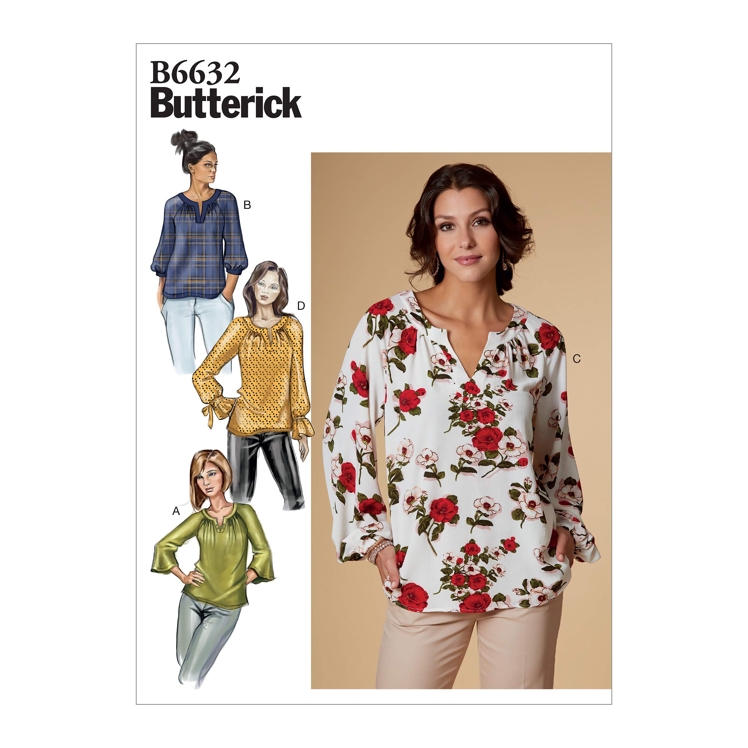 Butterick Sewing Pattern 6632 (E5) - Misses Top 14-22 B6632E5 14-22