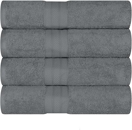 Superior Juego de 4 toallas de baño de 100% algodón peinado de fibra larga de 27.64 ozm, altamente absorbente, para baño, ducha, cocina, súper disponible en Yaxa Peru