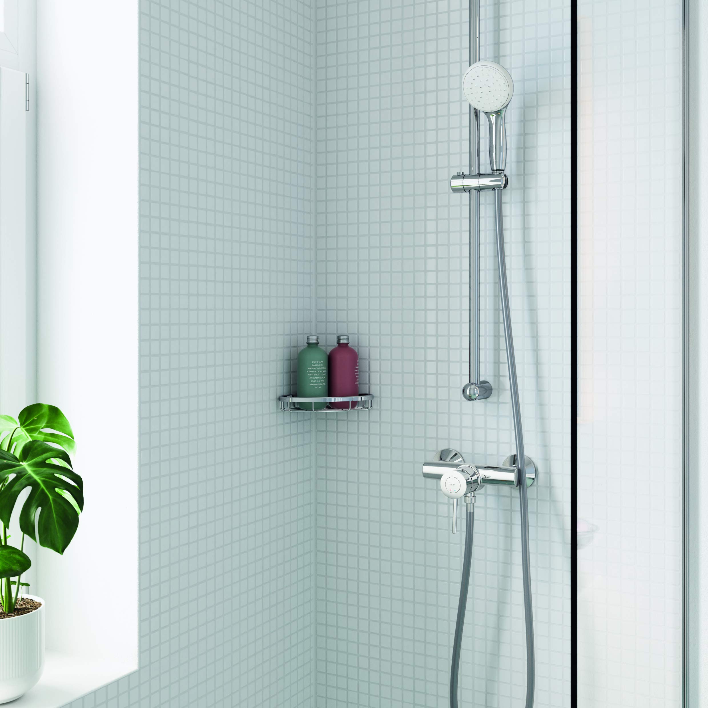 GROHE QuickFix Start Classic, Grifo de ducha monomando (montaje en pared, menor consumo de agua, instalación con QuickSpanner incluída), cromo, 23786000