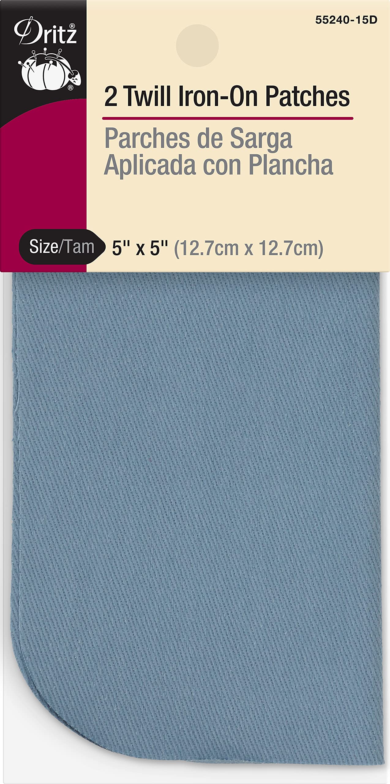 Dritz Iron On Patches Twill Light Blue 2pc
