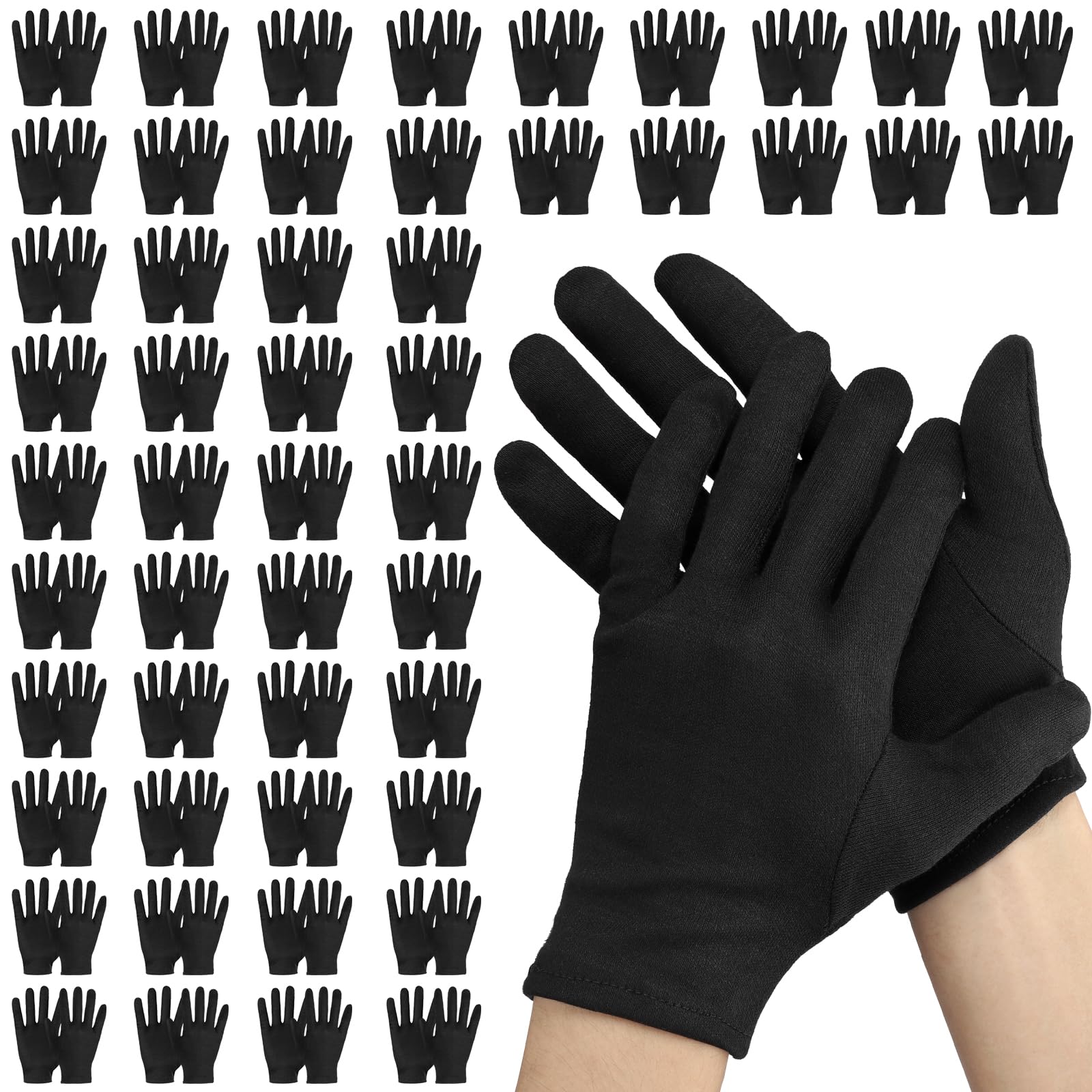 Handschuhe Baumwolle - Baumwollhandschuhe Schwarz 50 Paar/100 Stück - S 20CM Cotton Gloves Arbeitshandschuhe - Stoffhandschuhe Pflegehandschuhe Damen Herren Handcreme
