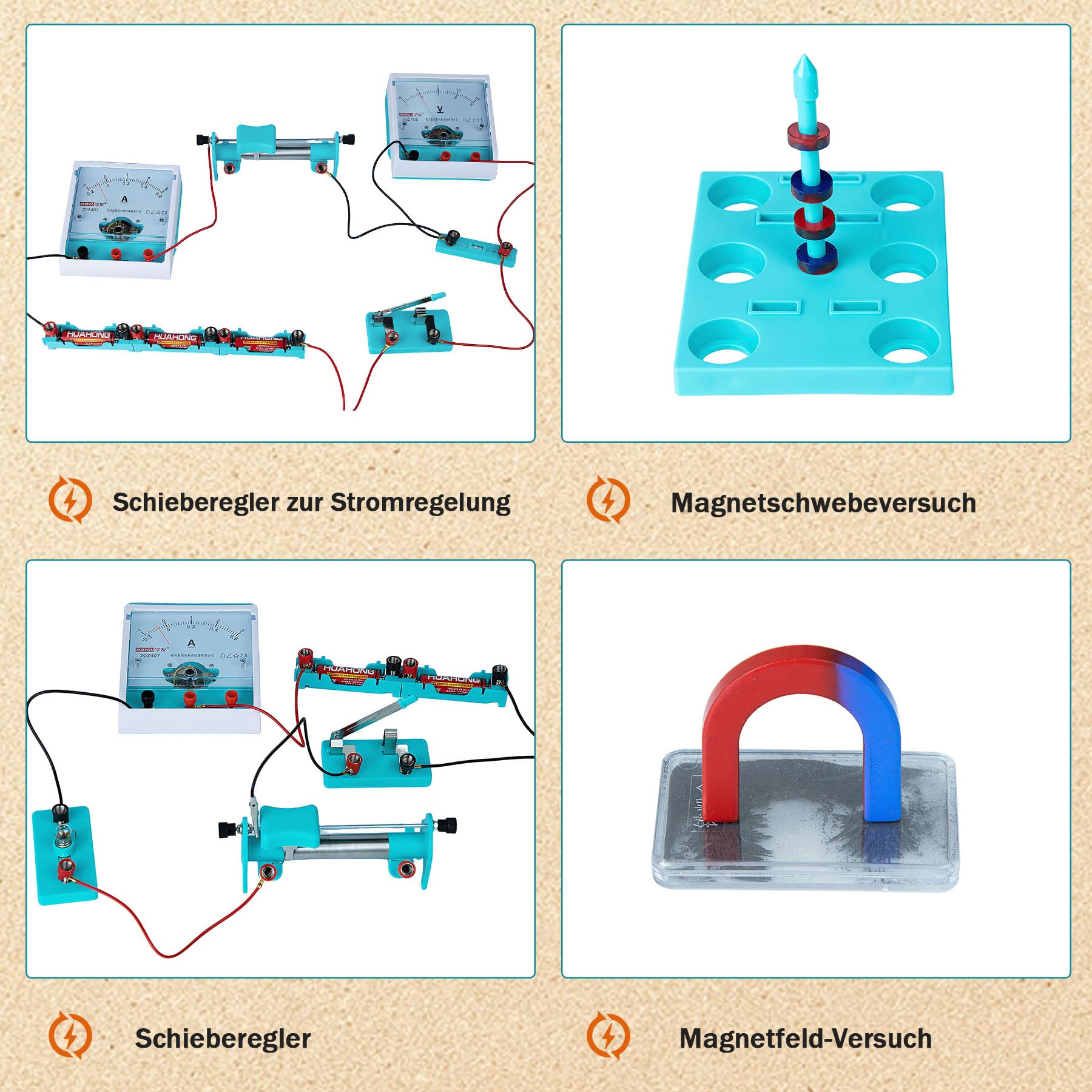 Kit Circuito de Física, Kit ​de Inicio Experimentos ​de Electricidad y Magnetismo para Niños, Electromagnetismo Kit - Desarrollar la Capacidad Intelectual | Circuitos Electrónicos Set, Física Electricidad y Magnetismo Experimentos Kit con 56 Accesorios, D