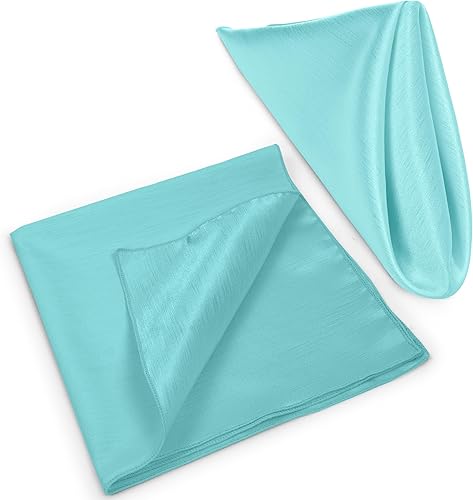 Miniatura 8 de Ultimate Textile -5 docenas - Servilletas reversibles de satén Shantung - Majestic de tela de 17 x 17 pulgadas, color azul aguamarina