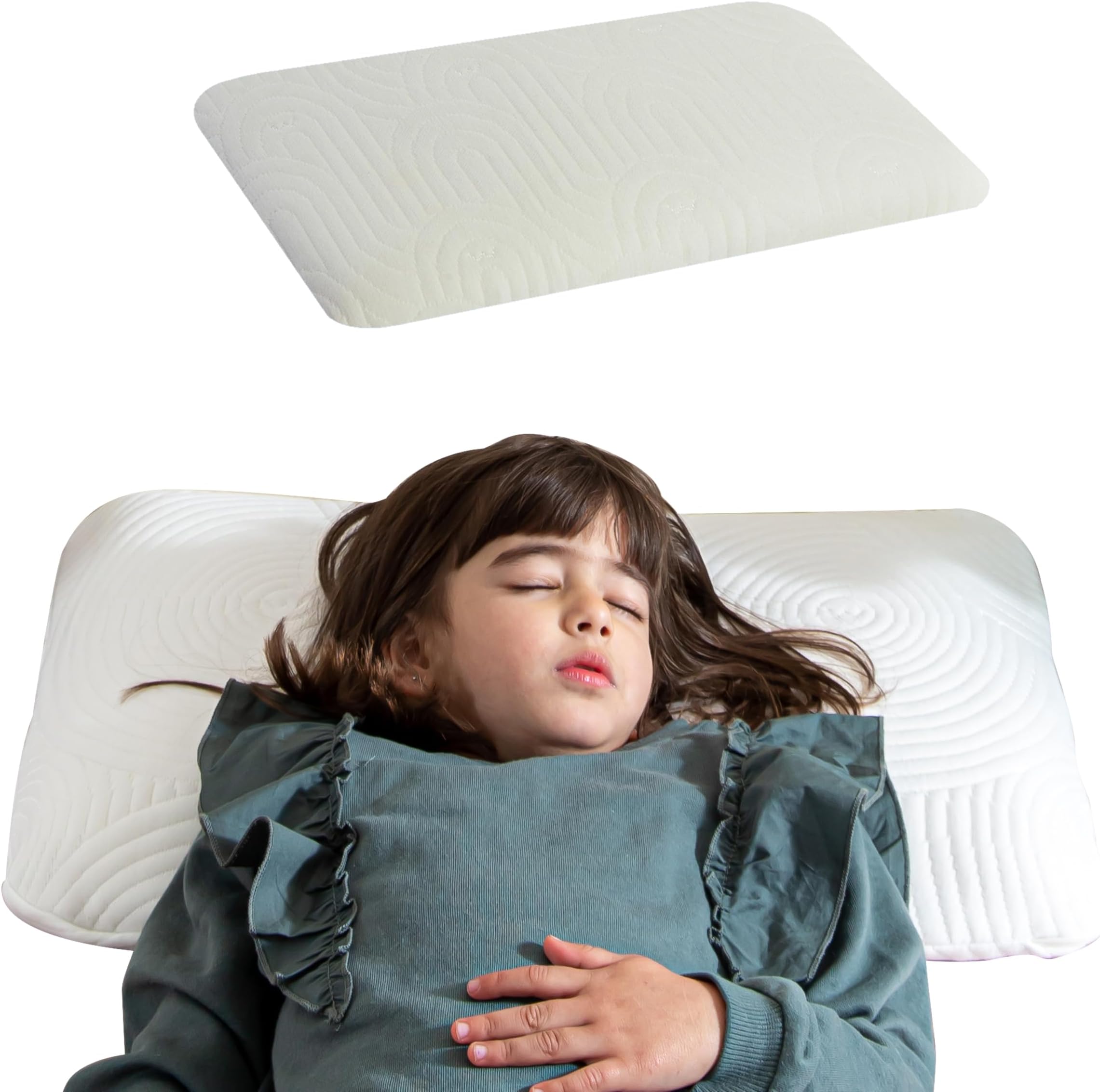 The White Willow Soft Memory Foam Thin Pillow for Kids-Baby Pillow for 1 Year to 5 Years-Kids Pillow for Sleeping-Toddler Bed Pillow for Boys & Girls-Slim Small Pillow for Babies-White Pillow Cover