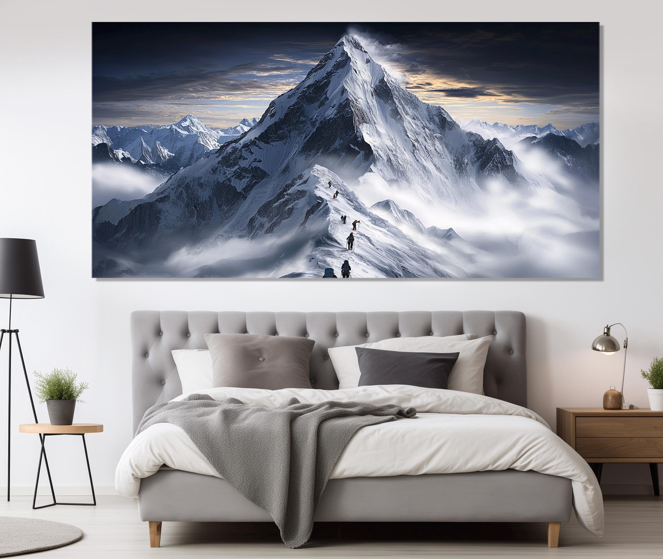 LMYCHENG Obraz na płótnie, obraz krajobrazu, śnieżna góra, sztuka ścienna, do salonu, dekoracja ścienna do domu, mural, 40 x 80 cm, rama wewnętrzna