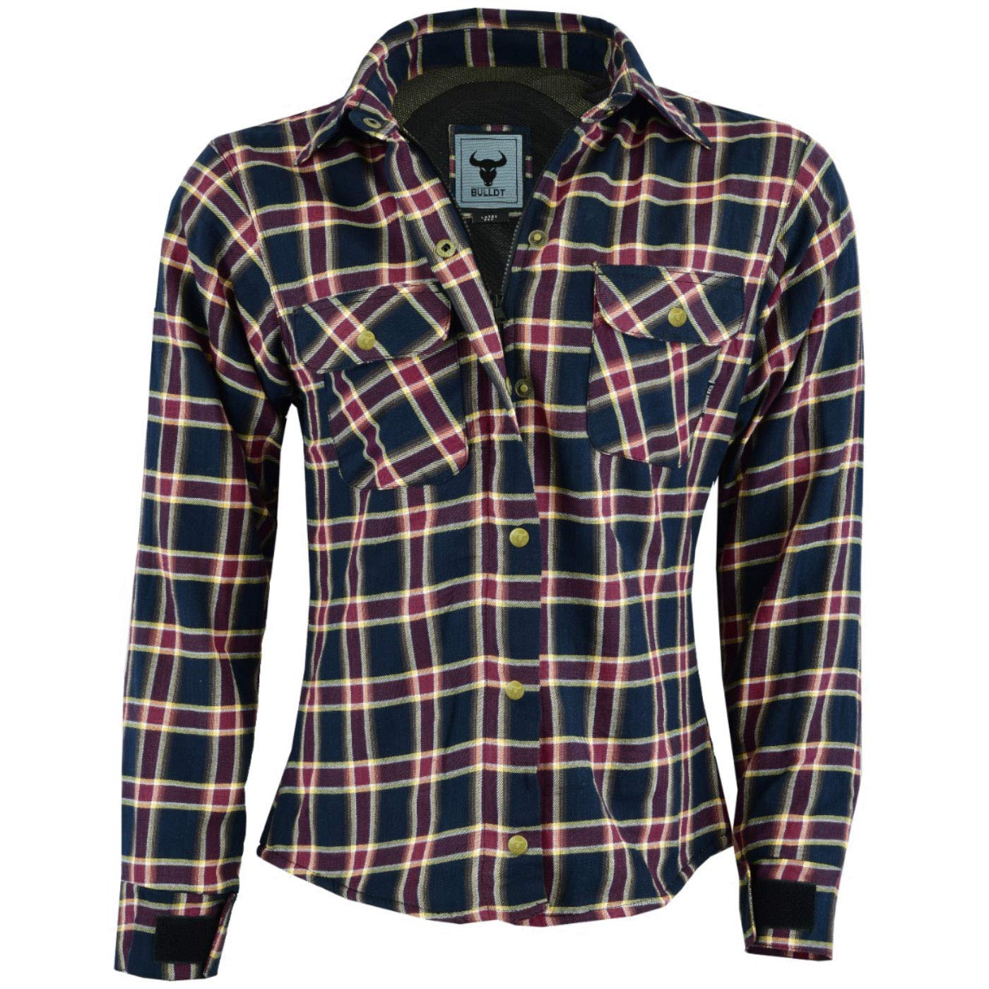 BULLDT Motorradhemd Damen mit abnehmbare 4CE-Protektoren (EN 1621-1) - Klassisch 100% Baumwolle Holzfäller Flanellhemd - Biker Motorradjacke mit Aramid-Kevlar-Futter bietet 360° Schutz