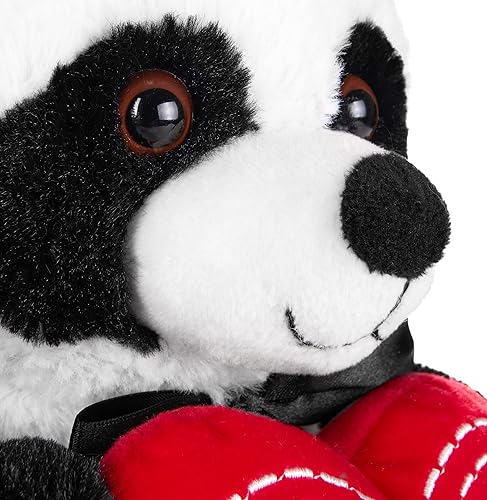 Miniatura 3 de BRUBAKER Oso de peluche panda con corazón rojo - I Love You - 10 pulgadas - Oso de peluche para novia o novio - Juguete suave de peluche negro y