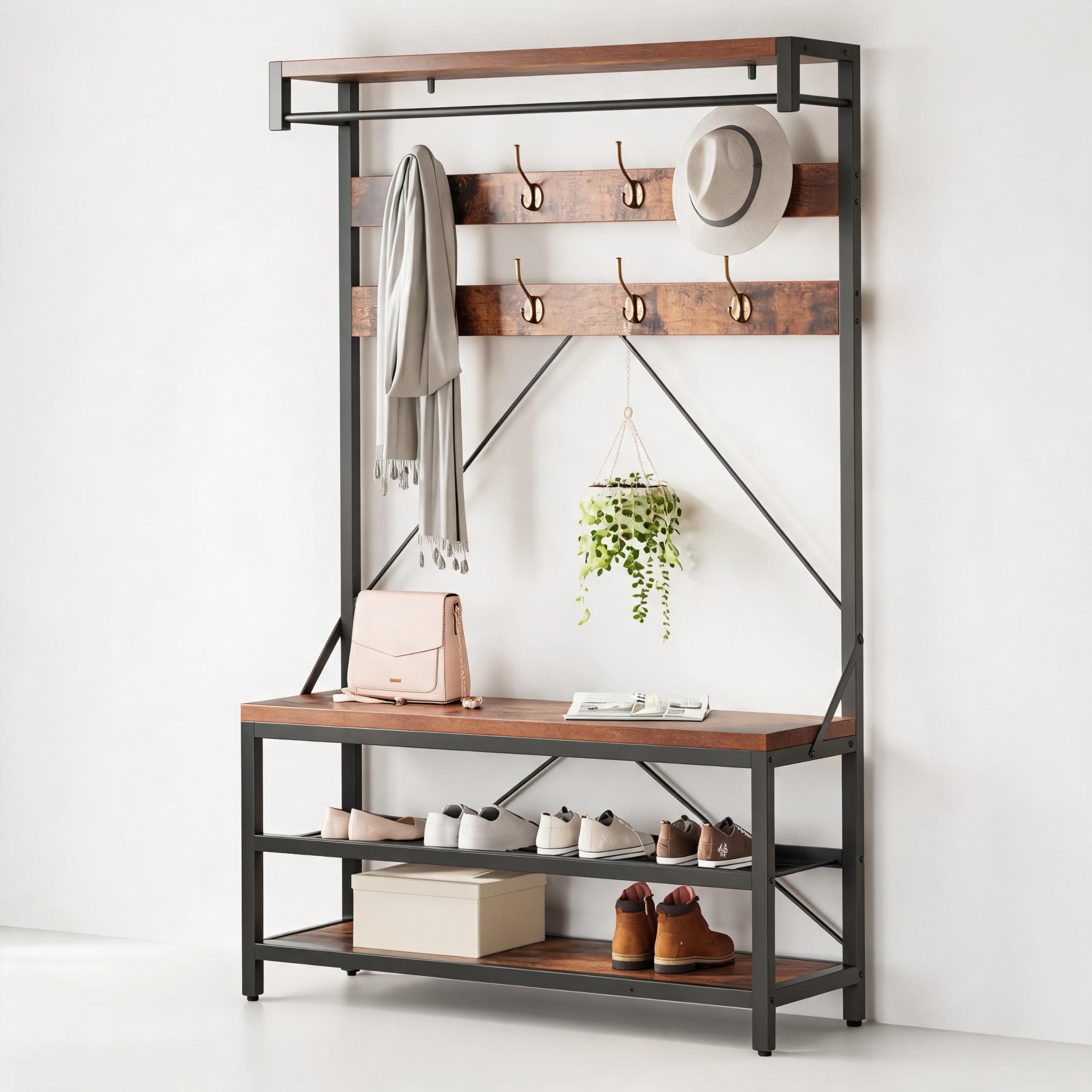Multifunktions-Garderobe mit Schuhbank, 101x183x40cm