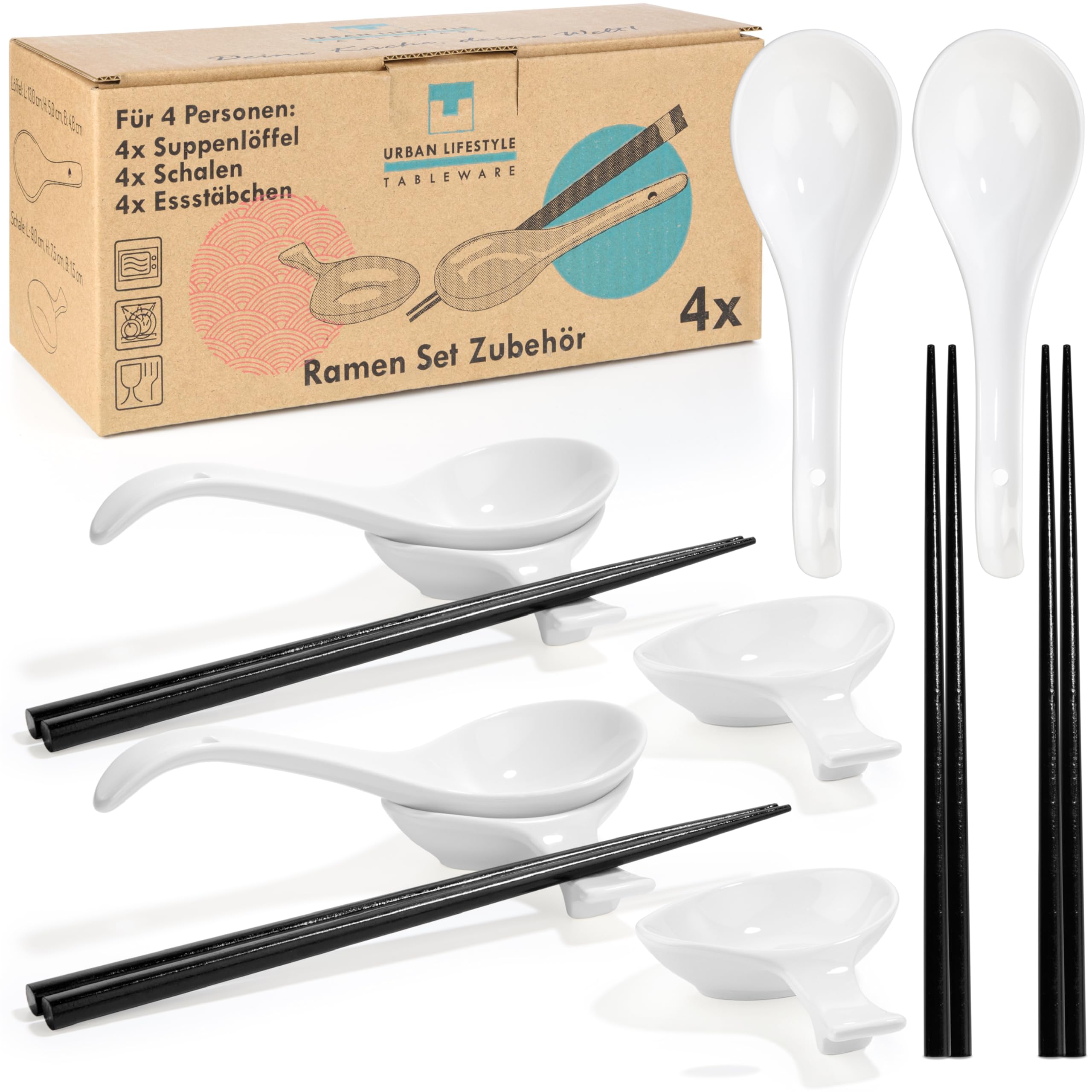 Bols à Sauce avec Repose Cuillère et Baguette intégrés, coffret idéal pour passionnés de cuisine asiatique
