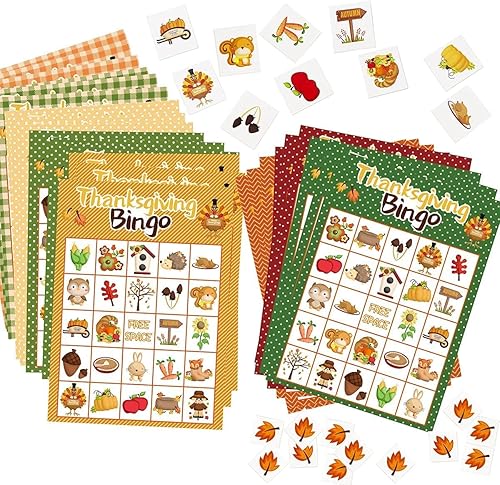 Miniatura 4 de Fancy Land Juego de bingo de Acción de Gracias para niños, 24 jugadores, 8 diseños, multicolor para actividades escolares, fiestas, suministros de