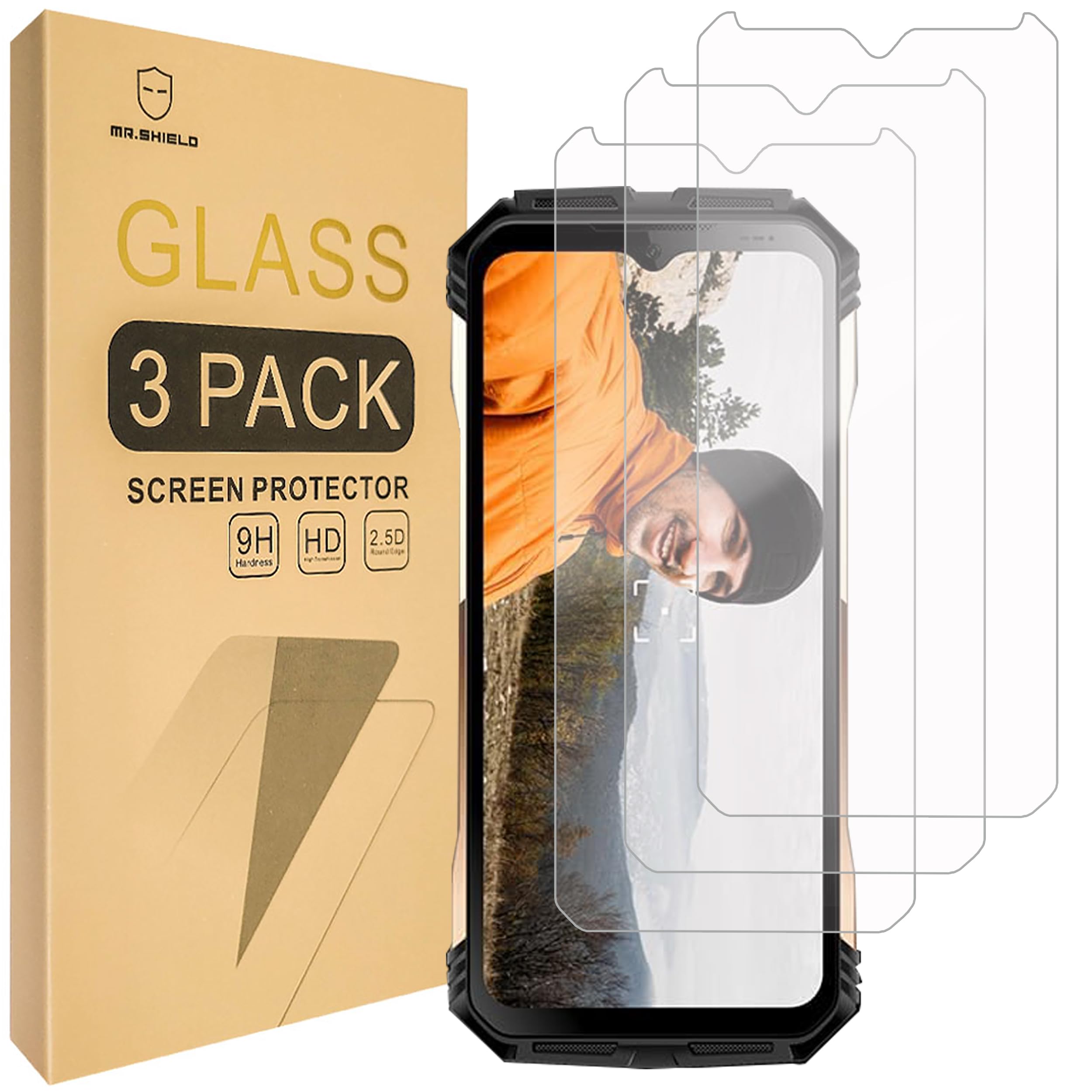 Mr.Shield Screen Protector compatible with DOOGEE S118 / S118 Pro [Tempered Glass] [3-PACK] [Japan Glass with 9H Hardness]