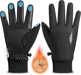 SIMARI Winterhandschuhe Herren Damen Thermo wasserdichte Warme Touchscreen Fahrradhandschuhe Snowboard Ski Outdoor Anti-Rutsch Winddicht Laufen Wandern Plüsch Winter SMRG108(Grauschwarz S)