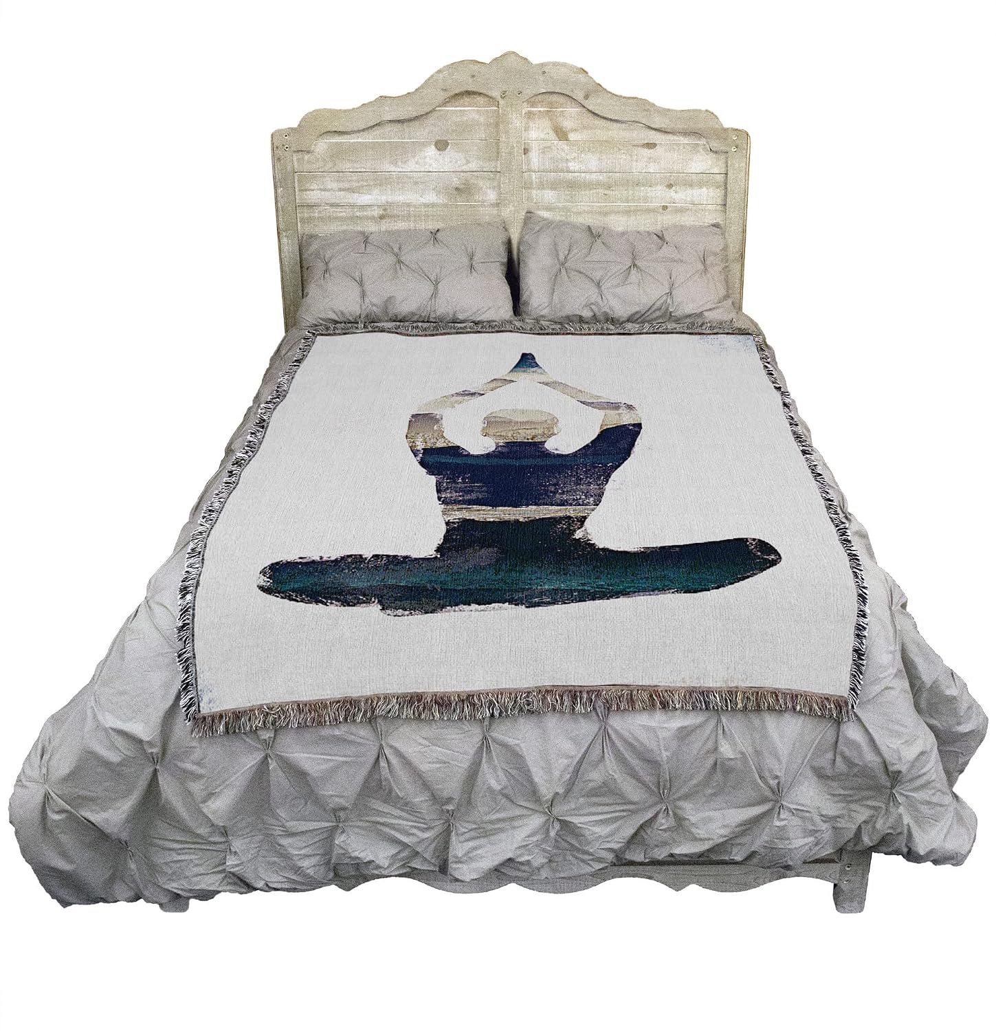 Pure Country Weavers Yoga Blue Praying Blanket by JMB Designs - Gift Tapestry Throw Woven from Cotton - Made in the USA (72x54)