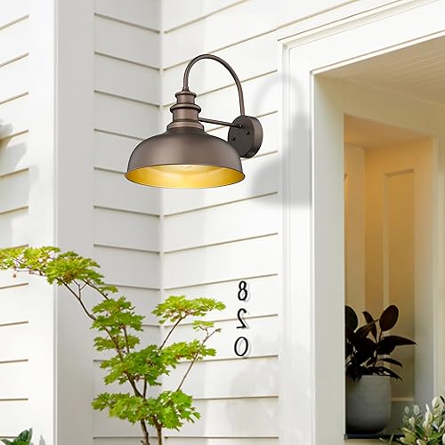 Miniatura 7 de Bestshared Lámpara de granero de cuello de cisne de 14 pulgadas, cúpula de granja, lámpara de montaje en pared exterior, aplique de pared al aire