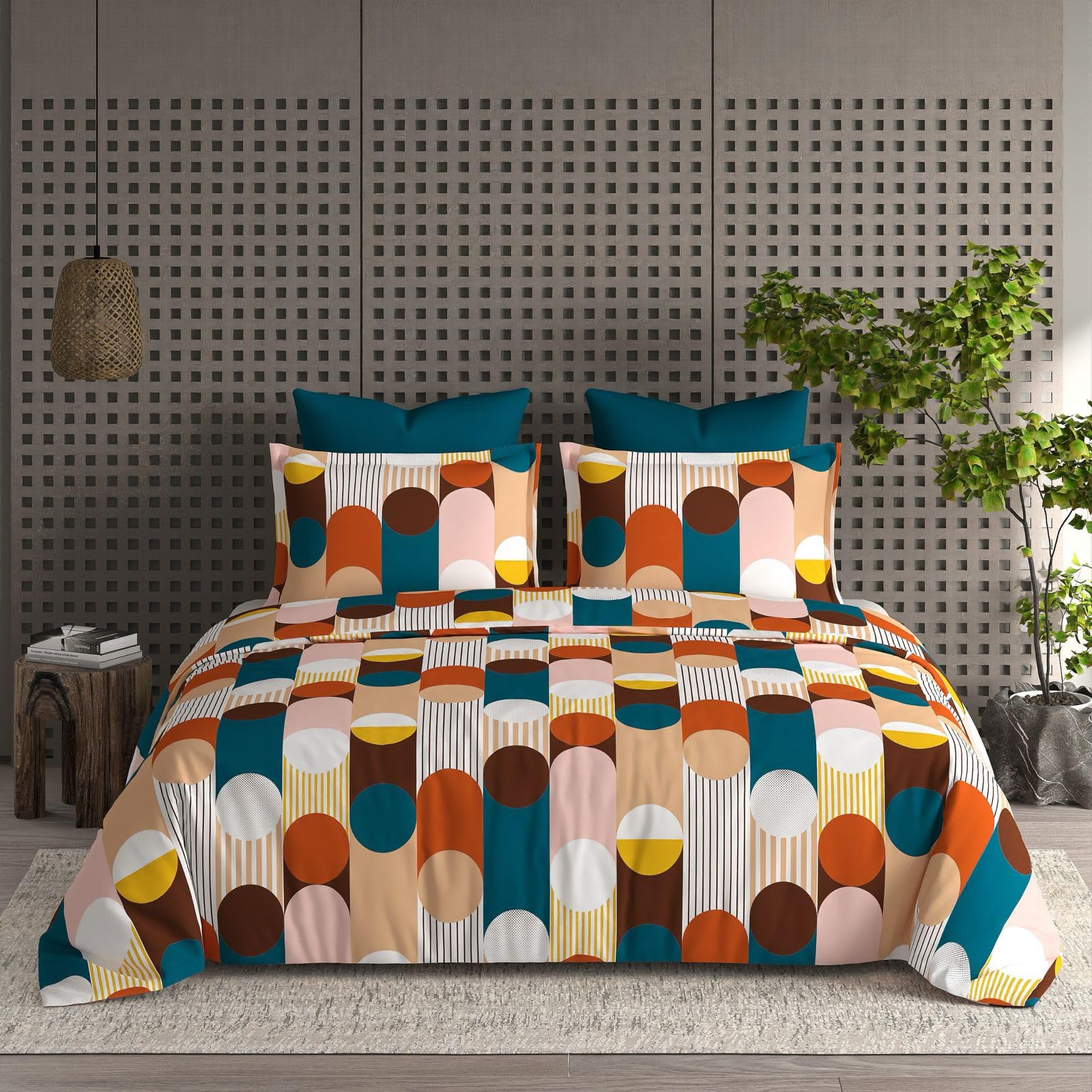 CHICERY Pure Cotton Printed Comforter Single Bed | Duvets for Mild Winter | All Season King Size 3 Layered Quilted Blanket -Beige Polka Dot-Pack of 1-image-34