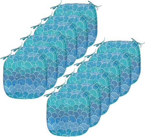 Vista 150 de Lunarable Orient - Cojín de asiento para silla, curlicues florales orientales con elementos artísticos venecianos, hojas de follaje, damasco a