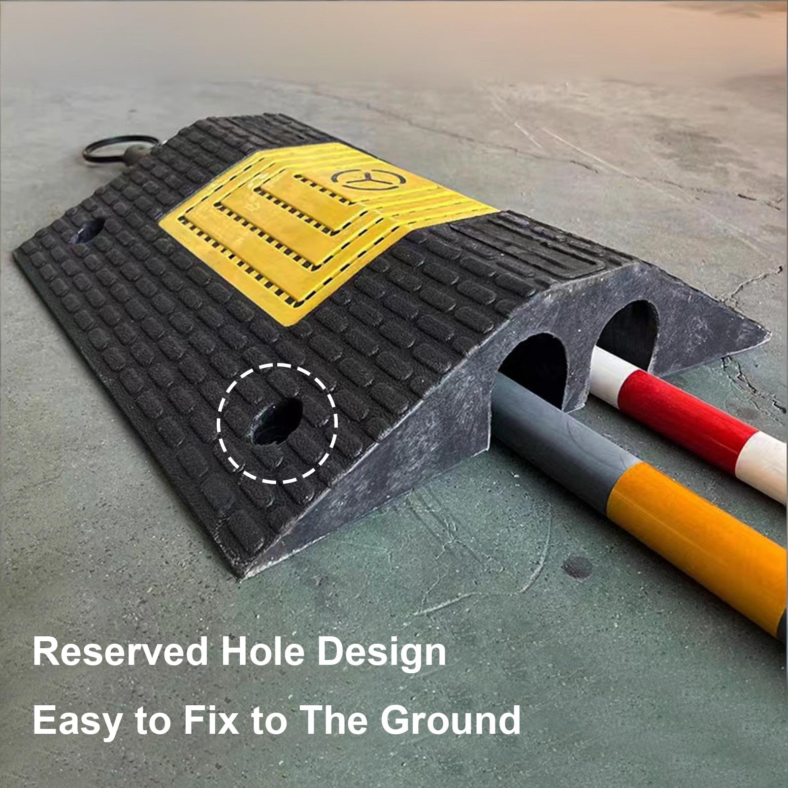 Rampa de Protección de Cable, Protector de Cables para Suelo de 2 Canales, Canaleta Cables Suelo para Asfalto/Hormigón/Grava, Capacidad de Carga de 5 Toneladas(50.5 * 35 * 7cm/19.9 * 14 * 2.7in)