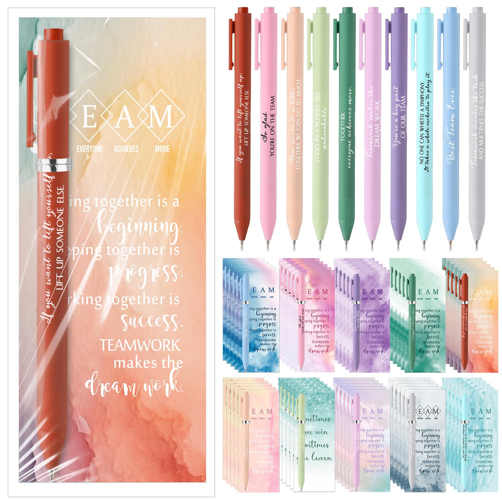 Quelay 30 Set Motivational Gifts Bulk Inspiring Quote Bookmarks Inspirational Pens for Women Team Building Gifts Employees Appreciation Valentine