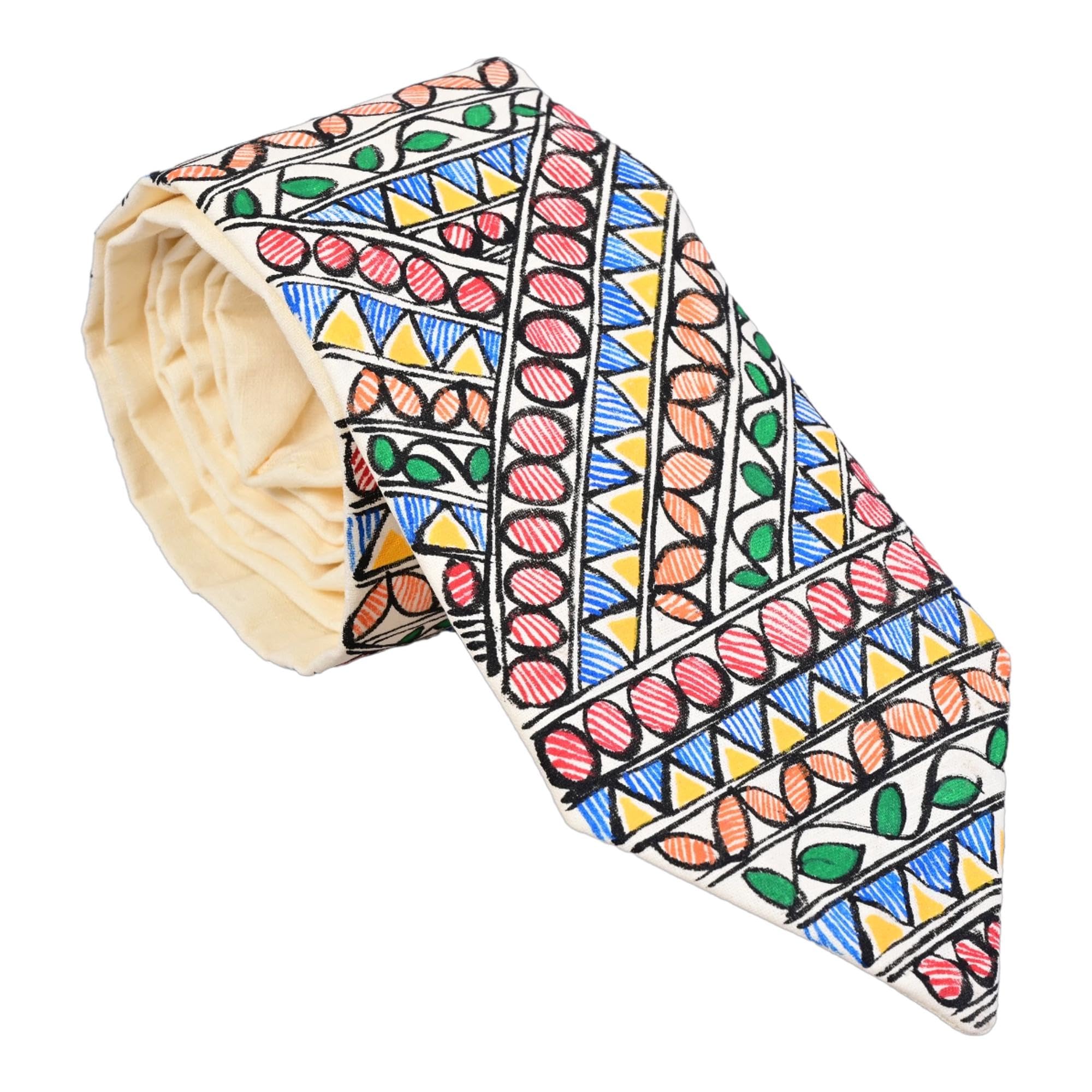 Pure Cotton Handmade madhubani Tie Multi Colour Elegance for Formal and Business Wear, Handcrafted, Handpainted, Handmade (Size standard)-picture-48