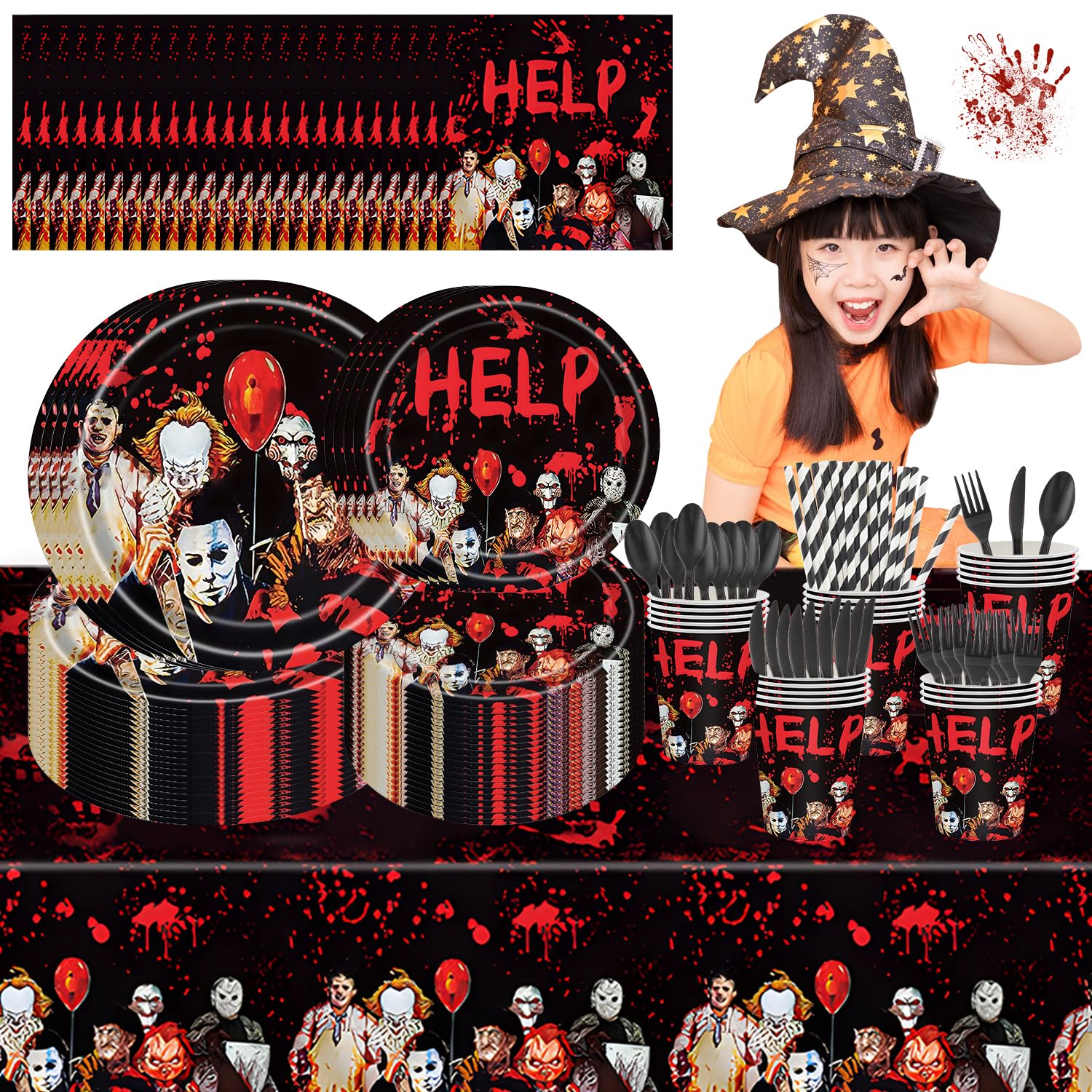 Amazon.co.jp: ANYTOP ハロウィン使い捨て食器セット 使い捨てプレート