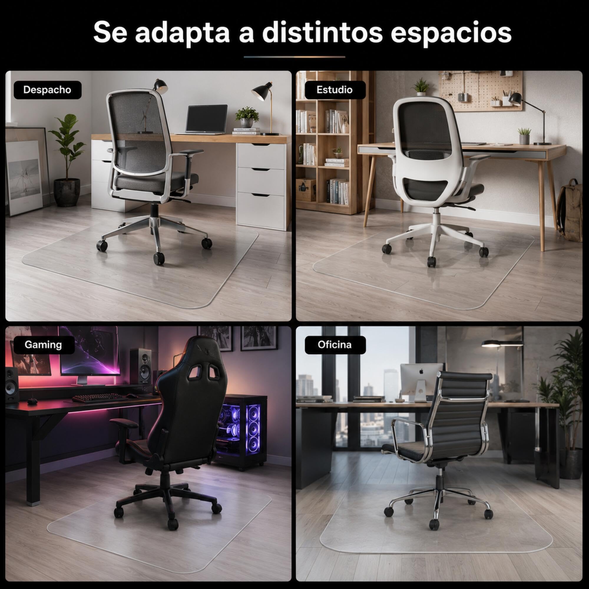 Protector de Suelo para Silla con Ruedas – Alfombra con Textura Antiarrayado 120 x 120 cm, Tapete de PVC para Silla de Oficina, Parquet, Escritorio o Gaming,1.5mm Grosor,Transparente con Textura