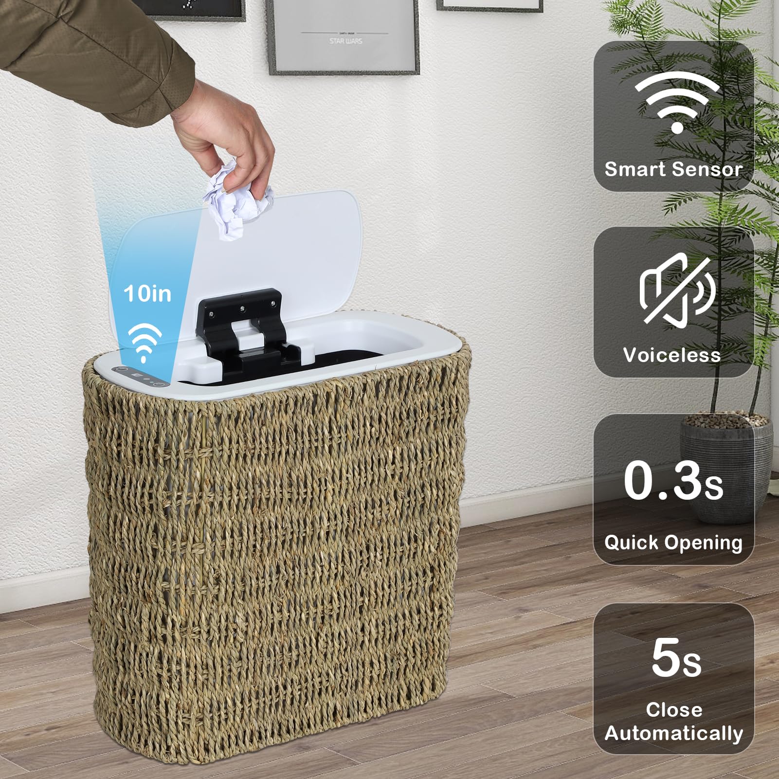 Stylischer Mülleimer Mit Schaukeldeckel - Marmor-Optik Für Bad & Büro