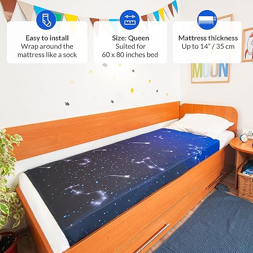 Miniatura 3 de ODOXIA Manta de compresión sensorial  Sábana de cama de elastano para niños y adultos  Sensación relajante profunda  Tema de estrellas  Transpirable