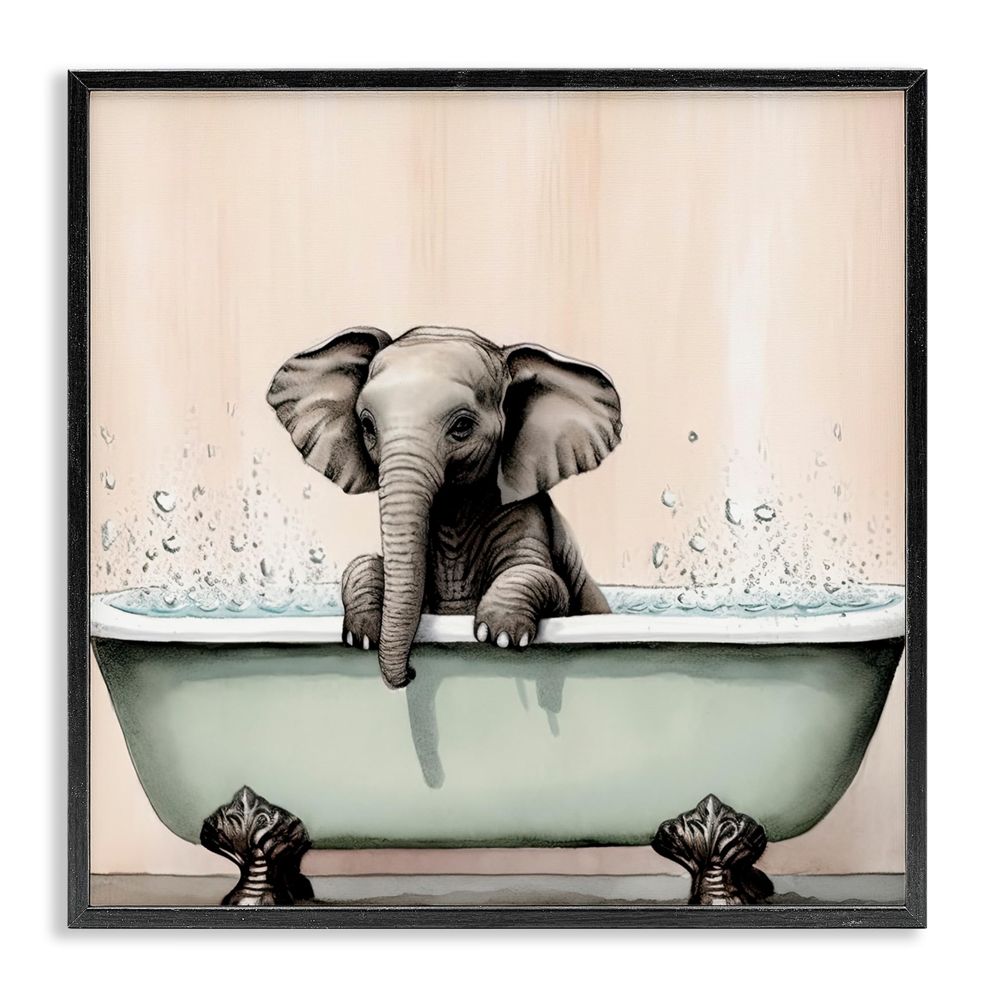 Giclée encadrée bébé éléphant noir Stupell pour une ambiance sereine