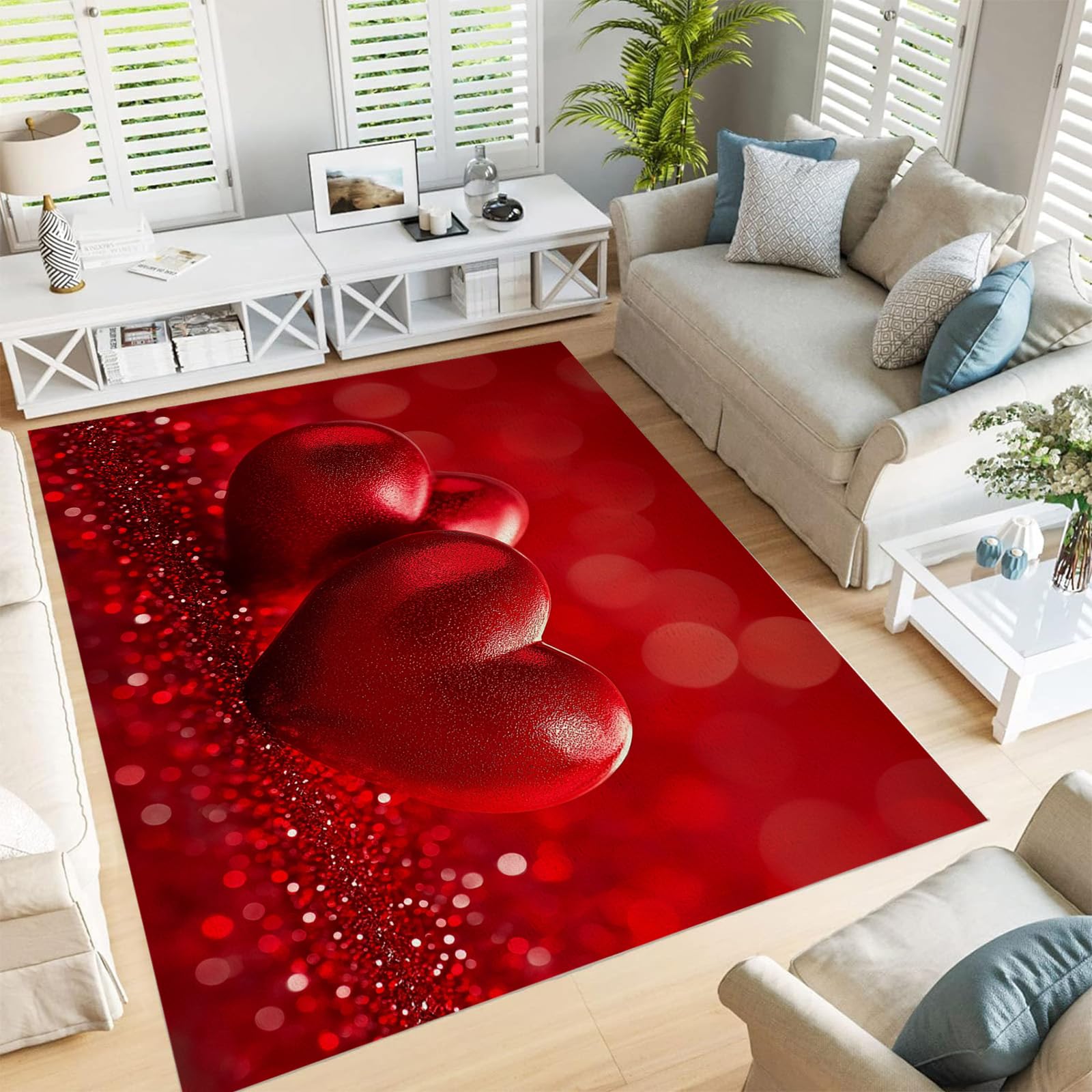 Tapis en forme de coeur romantique pour réchauffer le sol du bureau