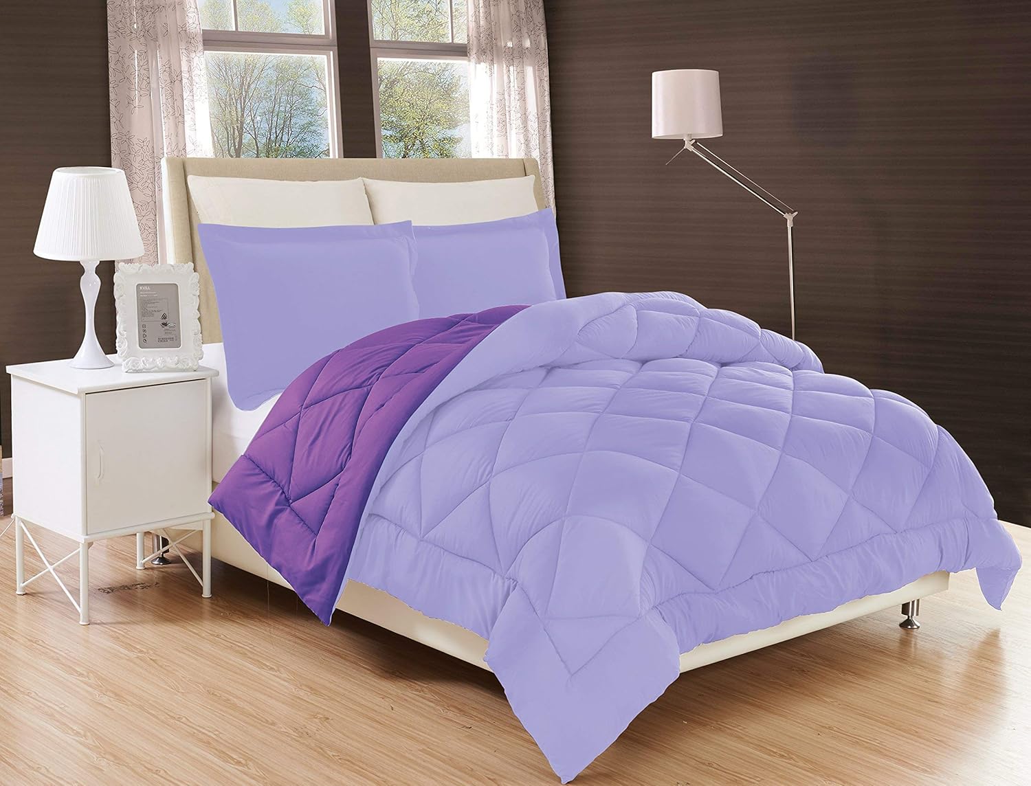 Elegant Comfort All Season Comforter and Year Round Medium Weight Super Soft Down Alternative Reversible 2-Piece Comforter Set, Twin/Twin XL, Lavender/Purple : Home & Kitchen