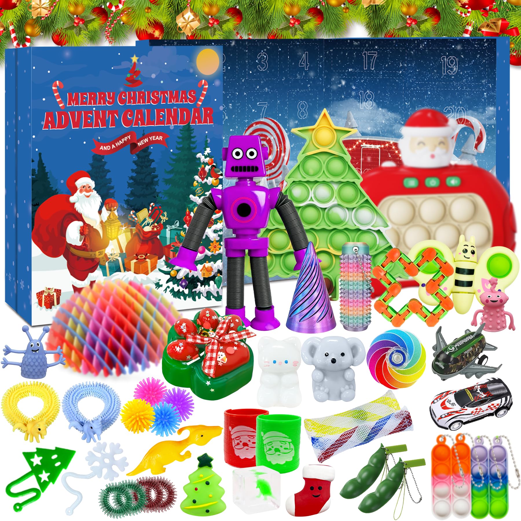 Fidget Adventskalender 2025,Adventskalender Fidget Toy,Spaß und aufregend Countdown Spielzeug,Countdown Stress Linderung und Unterhaltung Sensory Fidget Toys Set Geschenke Calendar