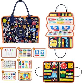 HK Busy Board - Busy Book, Sensory Toys for Toddlers 1-3, Busy Board 1 Year Old, Busy Book for Toddlers 1-3, Travel Toys, Toddler Busy Board, Montessori Busy Board