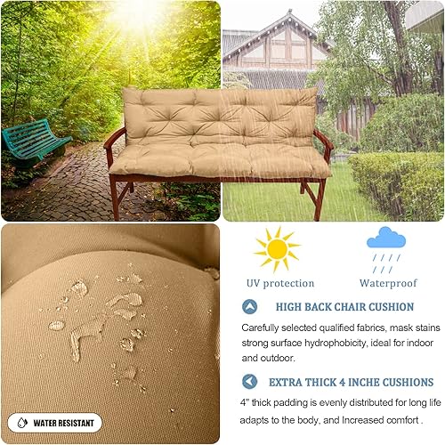 Miniatura 3 de Cojines de repuesto para columpio, cojines de repuesto de 3 plazas, cojines de banco de 2 a 3 plazas para columpios de porche al aire libre, cojines