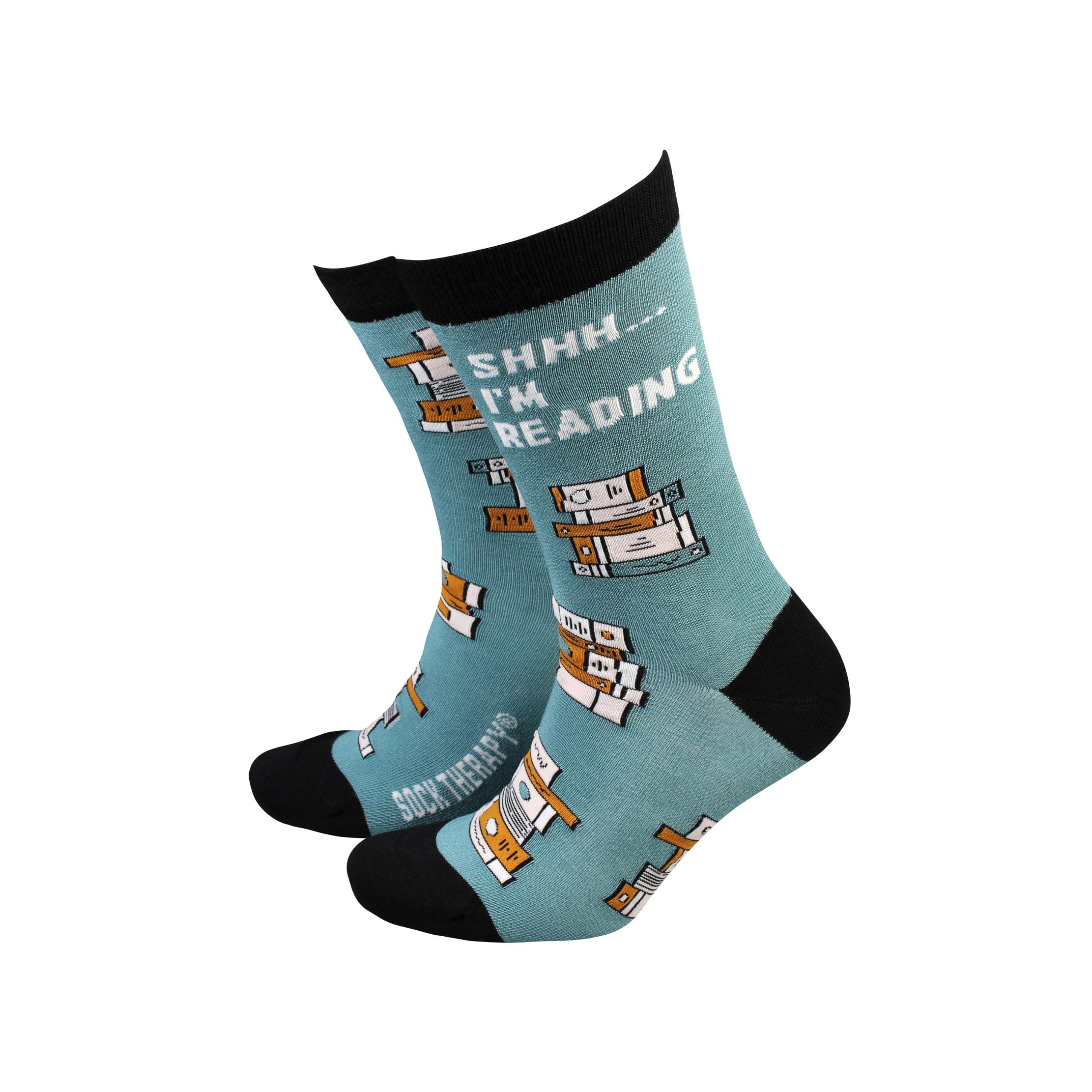 Smiling Faces Making Smiles Since 2001 Men's Black Sock Therapy Novelty Colourful Bamboo Socks Smart Design Comfortable Breathable Socks - Shhh I'm Reading Socks