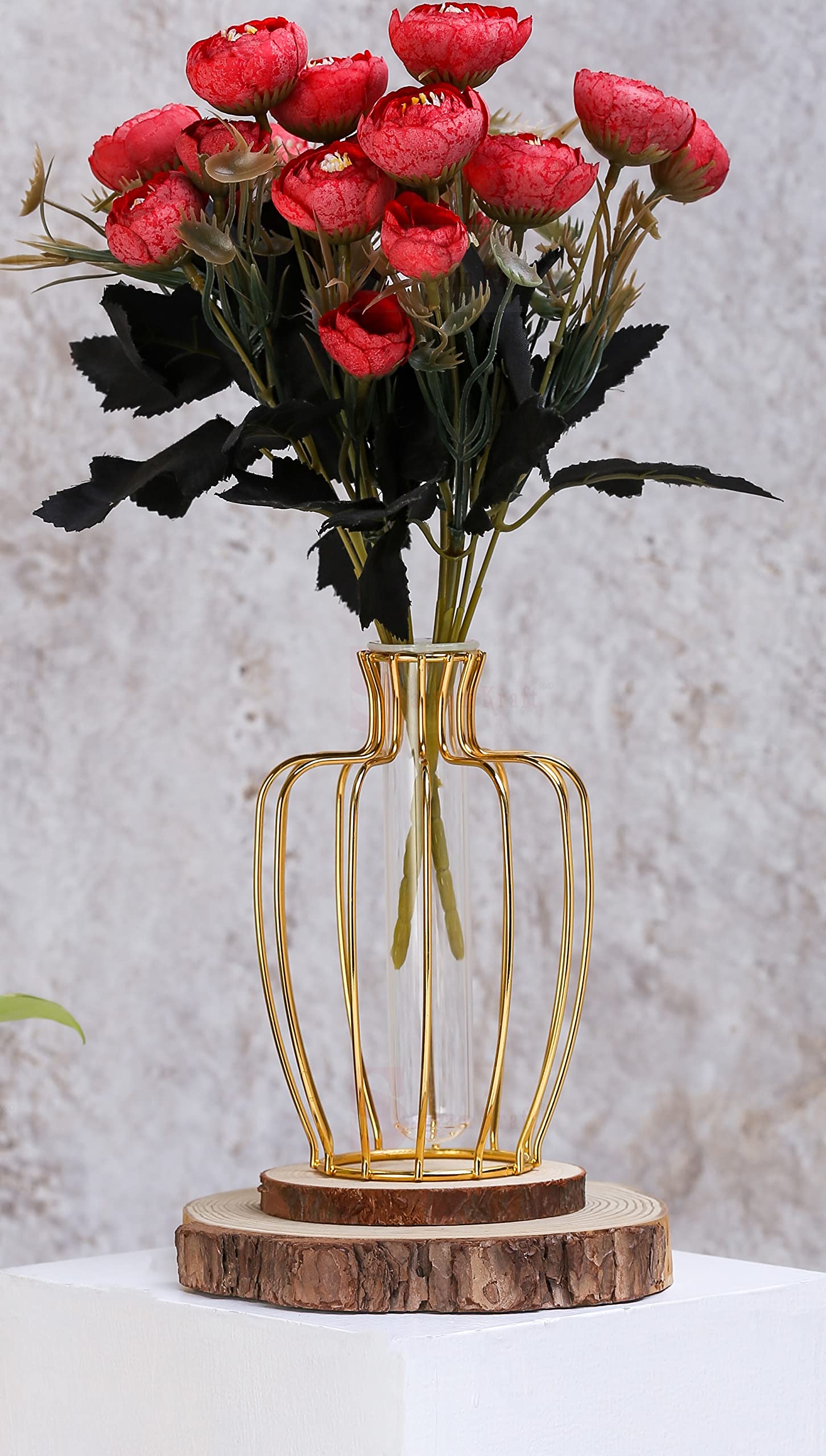 SATYAM KRAFT 2 PCS Artificial Flower Roses Fake Flowers Sticks Bunch Decorative Items for Home, Room Decorations, Living Room, Table, Wedding Decoration Plants, Diwali (Red) (B0C16R3V9B) Amazon Price History, Amazon Price Tracker