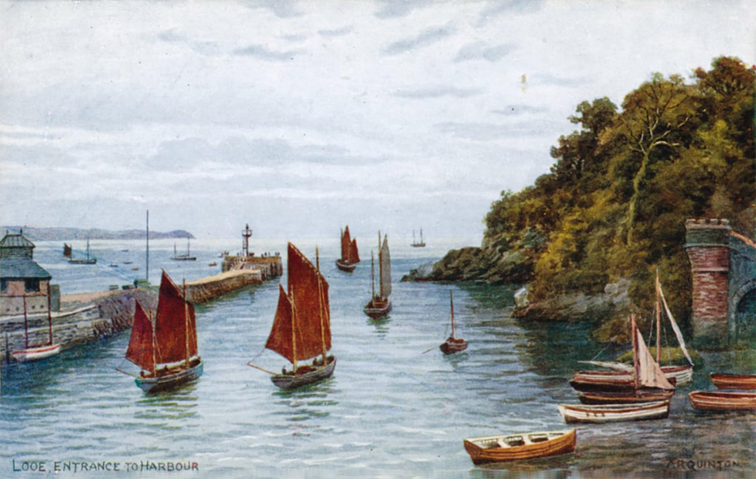 ARTXLXXBN Famous Art Print Poster Vintage Wall Art Looe Entrance to Harbour by Alfred Robert Quinton Canvas Art Poster for Home Decor 60x90cm