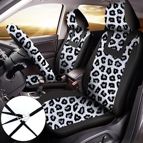 Miniatura 4 de Juego completo de 17 piezas de accesorios de automóvil con estampado de leopardo, fundas de asiento de automóvil, fundas de asiento de automóvil,