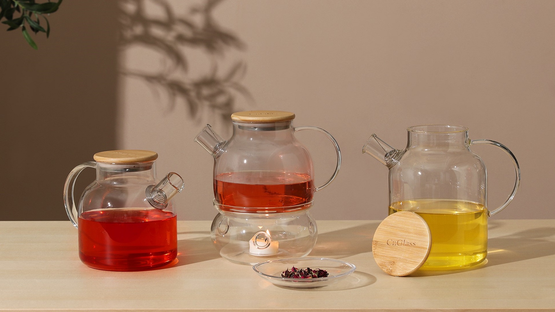 CnGlass 33.8oz Glass Teapot With 3.4oz Glass Teacups(4