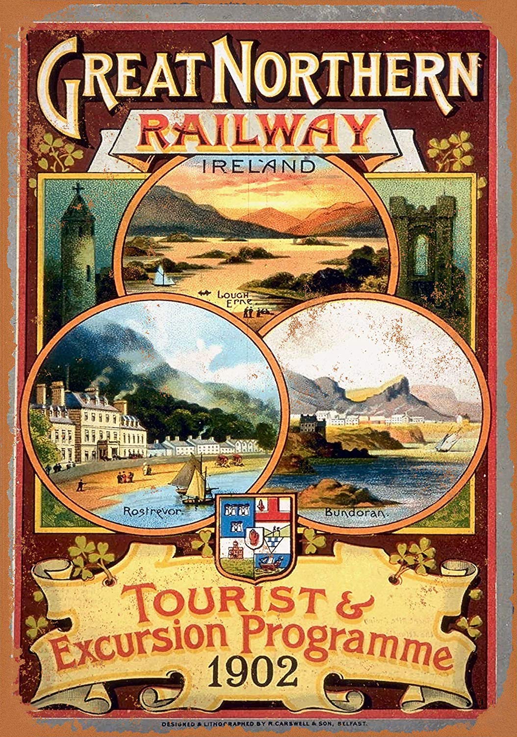 Bioprocess Tinposterc97 Great Northern Railway Ireland Vintage Custom Metal Tin Sign 8X12 Inches