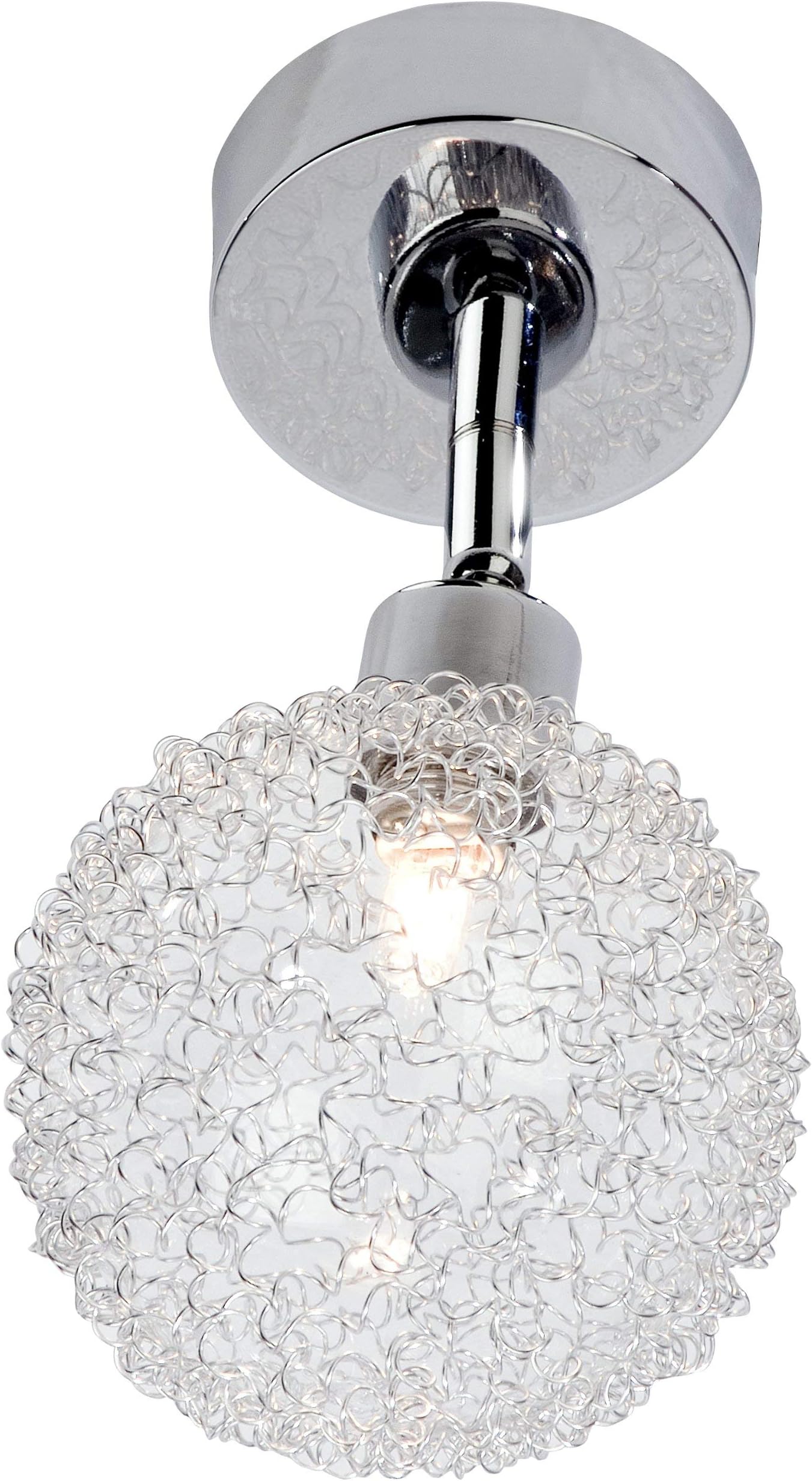 83360106 Spider Halogen Spotlight Overhang 22 cm Ball Diameter 10 cm Chrome/Glass Ball with Wire Mesh 1 Bulb