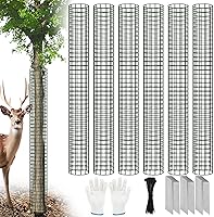 Aifanss 48 Inch Metal Mesh Tree Trunk Protectors (6 Pack) with Stakes & Zip Ties - Deer, Rodent, Mower Bark Guards for Saplings
