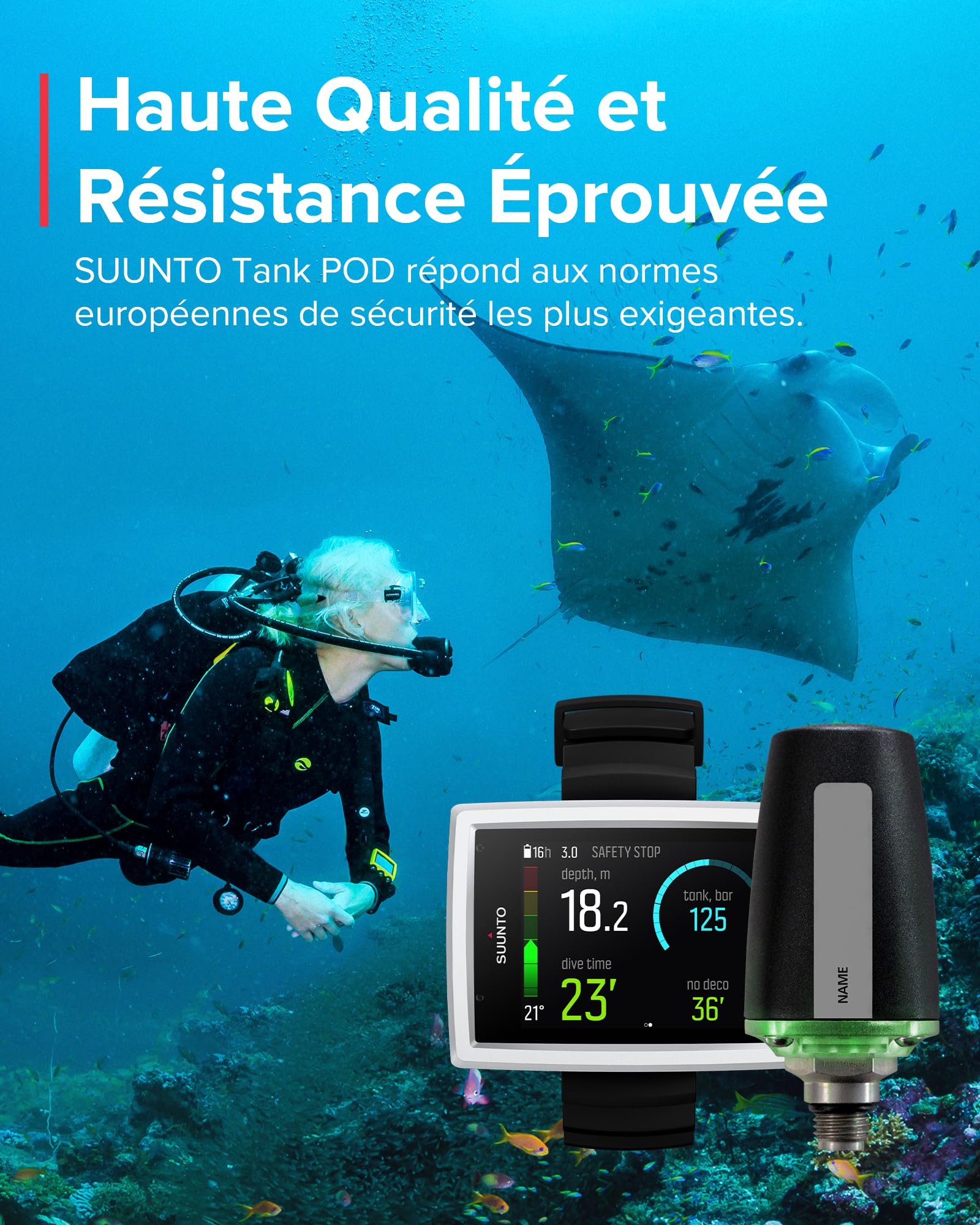 SUUNTO Dive Tank Pod, Émetteur de Pression d'Air Sans Fil pour SUUNTO D5, EON Steel, EON Steel Black et EON Core, Les Principales Informations de Plongée, Très Lisibles à Votre Poignet