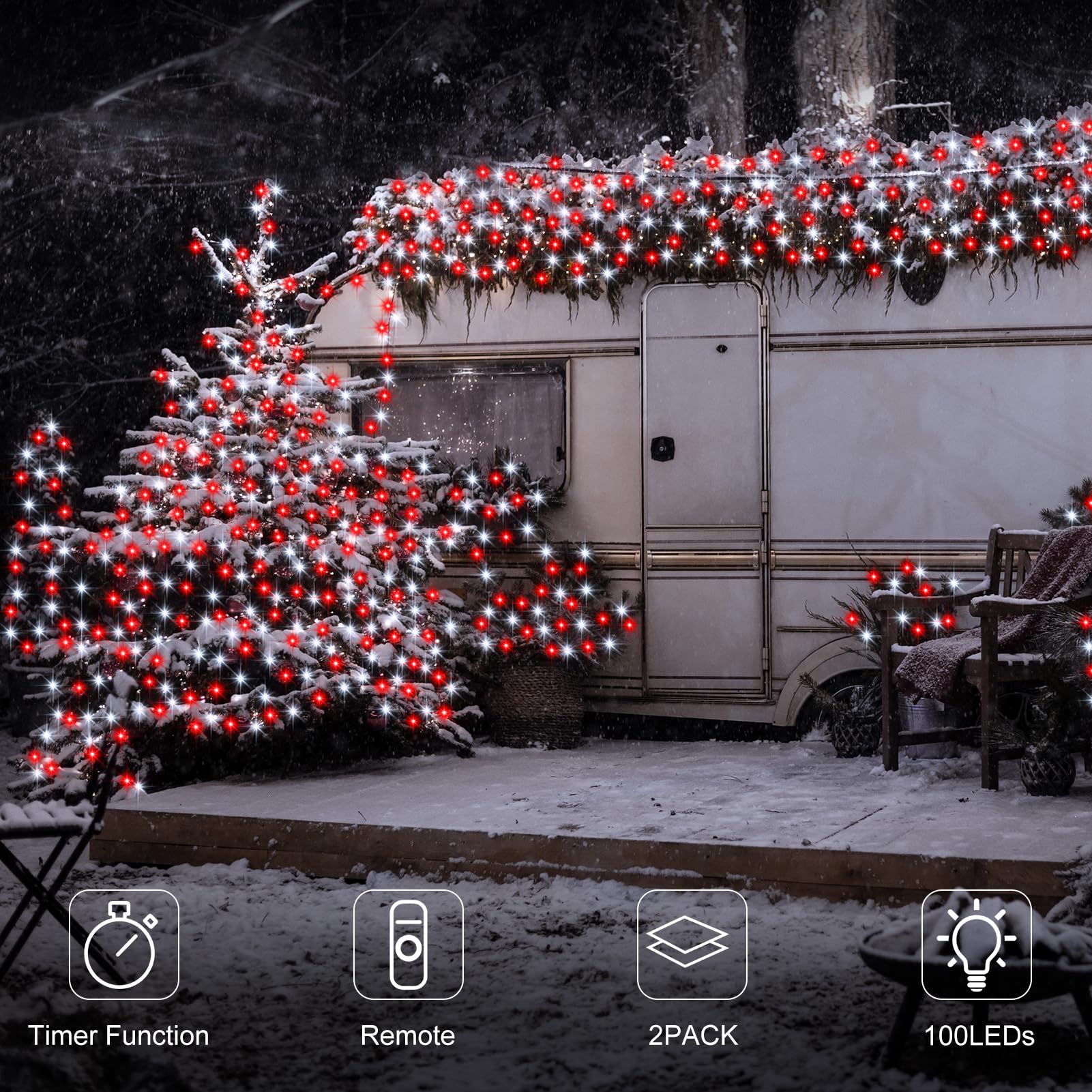 Amazon.co.jp: 赤白バッテリークリスマスストリングライト 2個パック