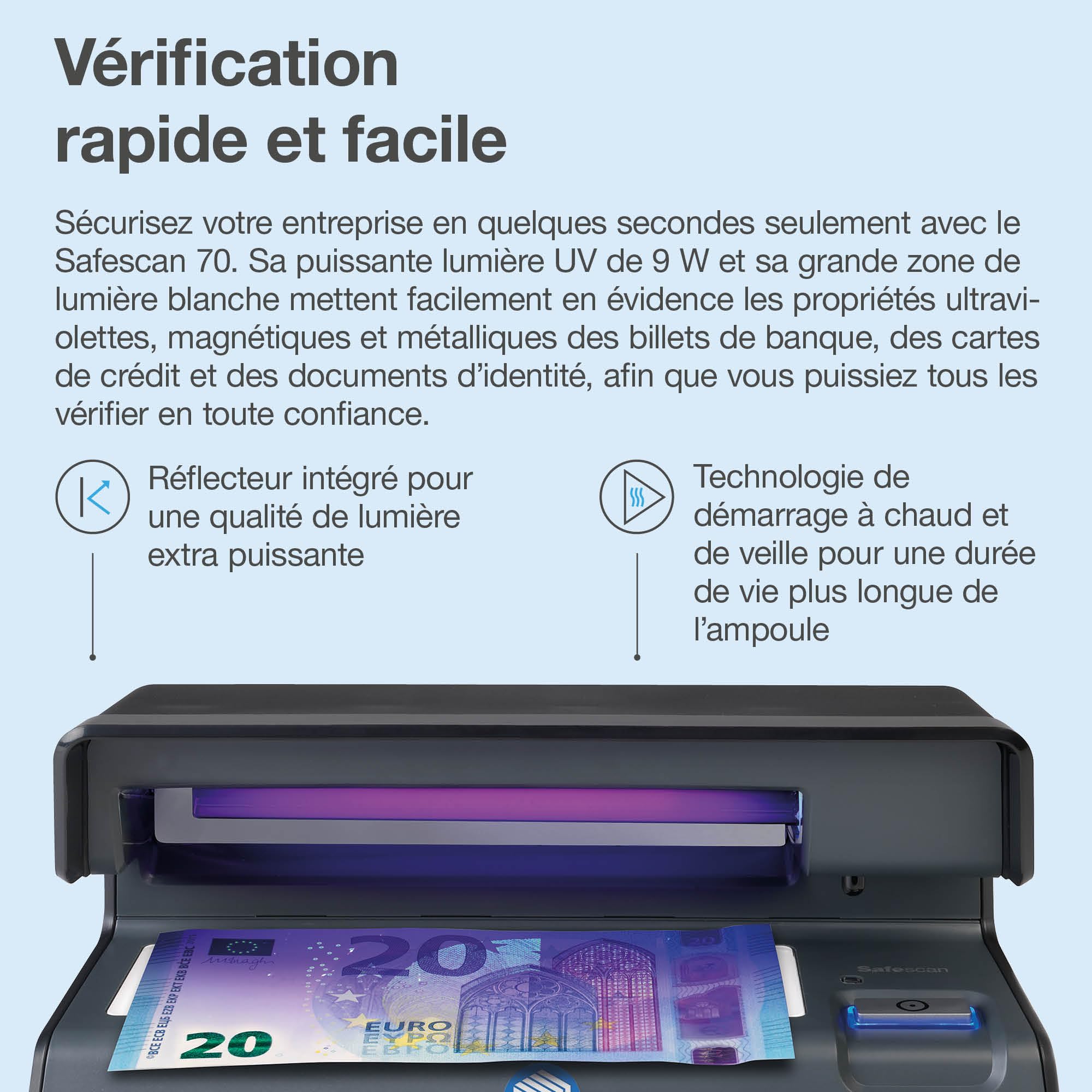 DETECTEUR DE FAUX BILLETS UV SAFESCAN 70