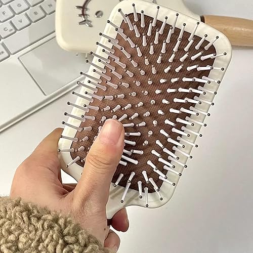 Miniatura 4 de Lindo cepillo de pelo para cabello grueso, rizado, fino, largo, corto, húmedo o seco, mango de madera, cepillo de masaje para el cuero cabelludo