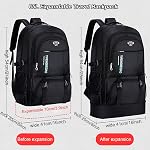 Large 65L Expandable Travel Backpack for Men/Women,Carry on Backpack Personal Item Travel Bag Waterproof Laptop Backpack(Black)